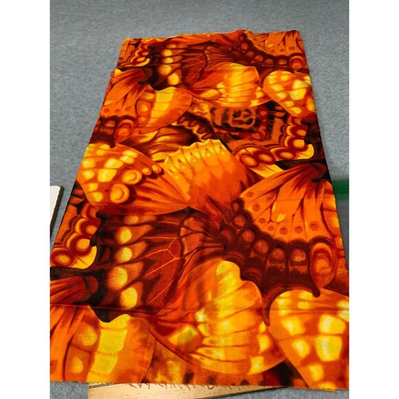 Butterfly Print Cotton Fat Quarter Orange Yellow Colors Quilting Crafts Sewing - Picture 1 of 3